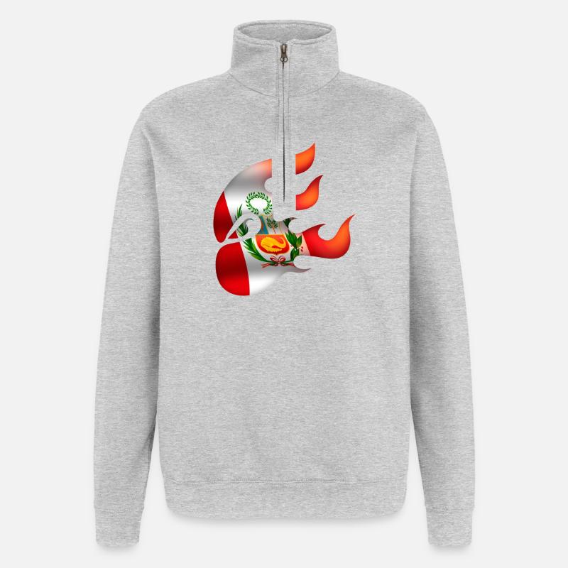 Drapeau du Pérou - Pérou - Ninja - Sweat à zip 1/4 - gris chiné