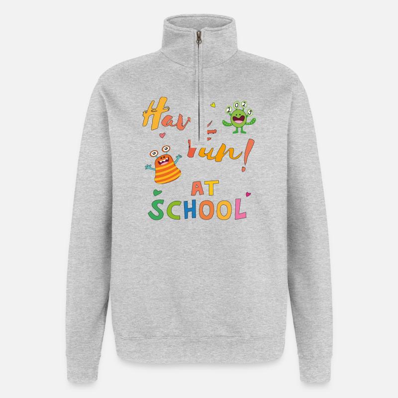 S’amuser à l’école - Sweat à zip 1/4 - gris chiné