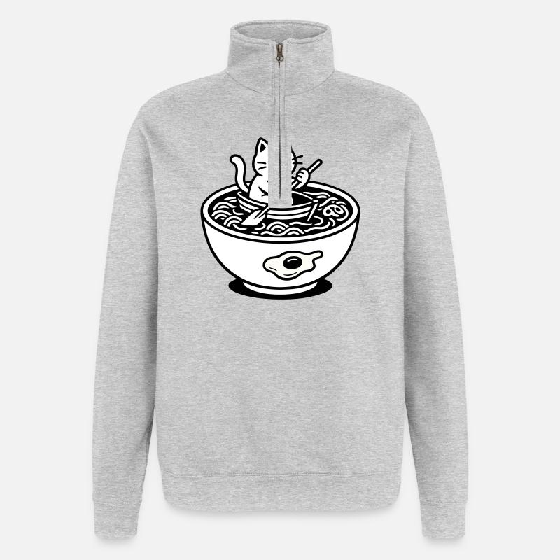 Mignon Noudle Soup Chat - Sweat à zip 1/4 - gris chiné
