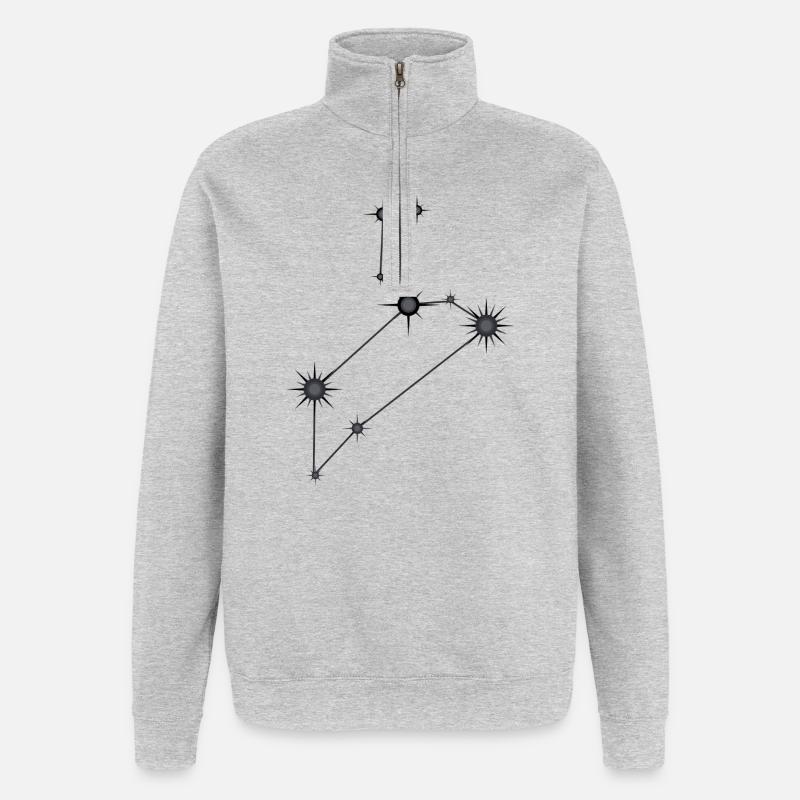 Löwe Sternbild Sternzeichen Schwarz & Grau - Quarter-Zip-Sweatshirt - Grau meliert