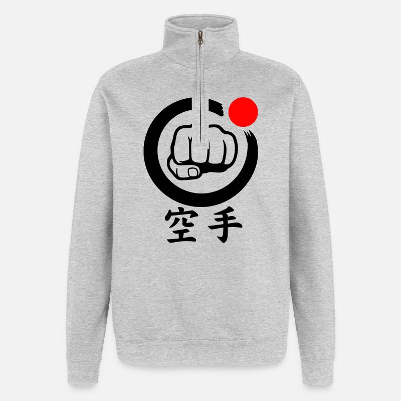 Karaté Faust / Poing - Sweat à zip 1/4 - gris chiné