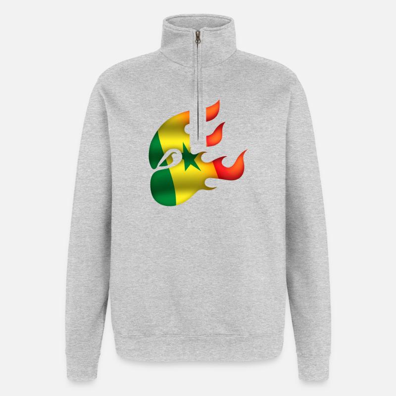 Drapeau du Sénégal - Sénégal - Ninja - Sweat à zip 1/4 - gris chiné