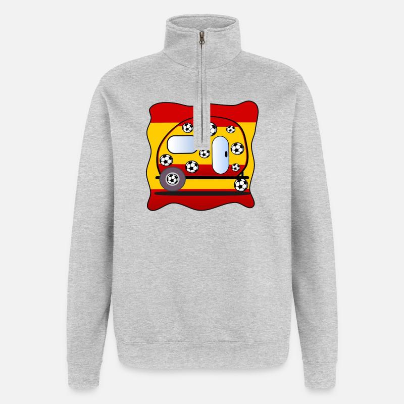 Fußball Camping Spanien - Quarter-Zip-Sweatshirt - Grau meliert