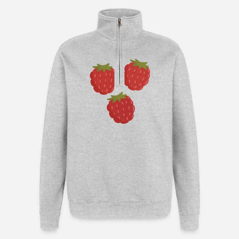 Vivid Raspberry Fruit Pattern - Quarter-Zip Sweatshirt - heather grey