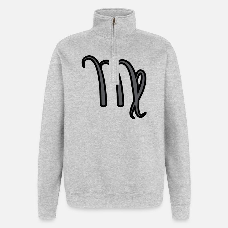 Jungfrau Sternzeichen Symbol Schwarz & Grau - Quarter-Zip-Sweatshirt - Grau meliert