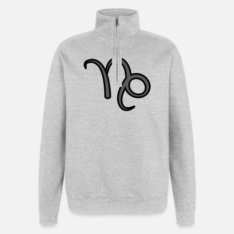 Steinbock Sternzeichen Symbol Schwarz & Grau - Quarter-Zip-Sweatshirt - Grau meliert