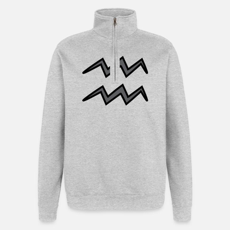 Wassermann Sternzeichen Symbol Schwarz & Grau - Quarter-Zip-Sweatshirt - Grau meliert