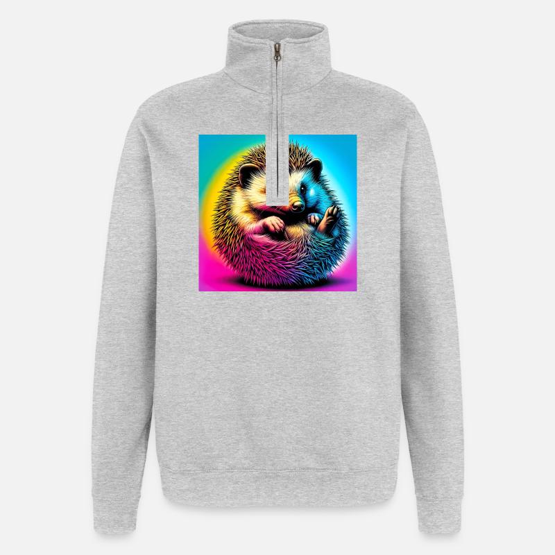 hérisson - Sweat à zip 1/4 - gris chiné