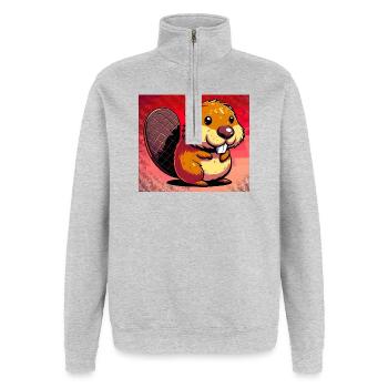 Bieber - Quarter-Zip-Sweatshirt - Grau meliert - Vorne - AI Model Female 172 light (172cm) & AI Model Male 178 dark (178cm)