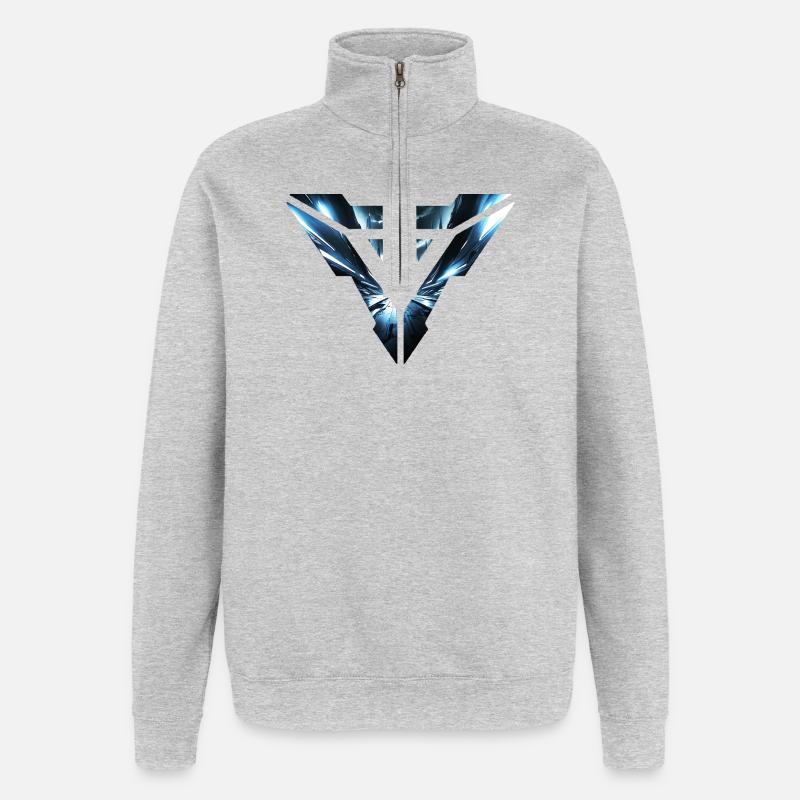 Futuristic Cyber Realm Triangular Design - Quarter-Zip Sweatshirt - heather grey