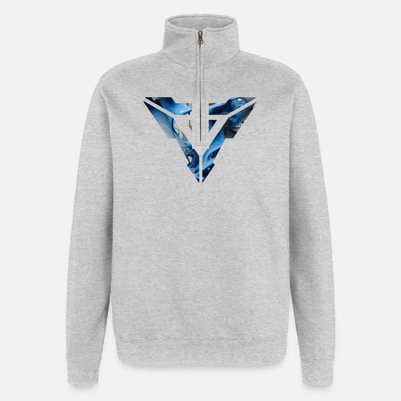 Abstract Blue Fluid Triangular Design - Quarter-Zip Sweatshirt - heather grey