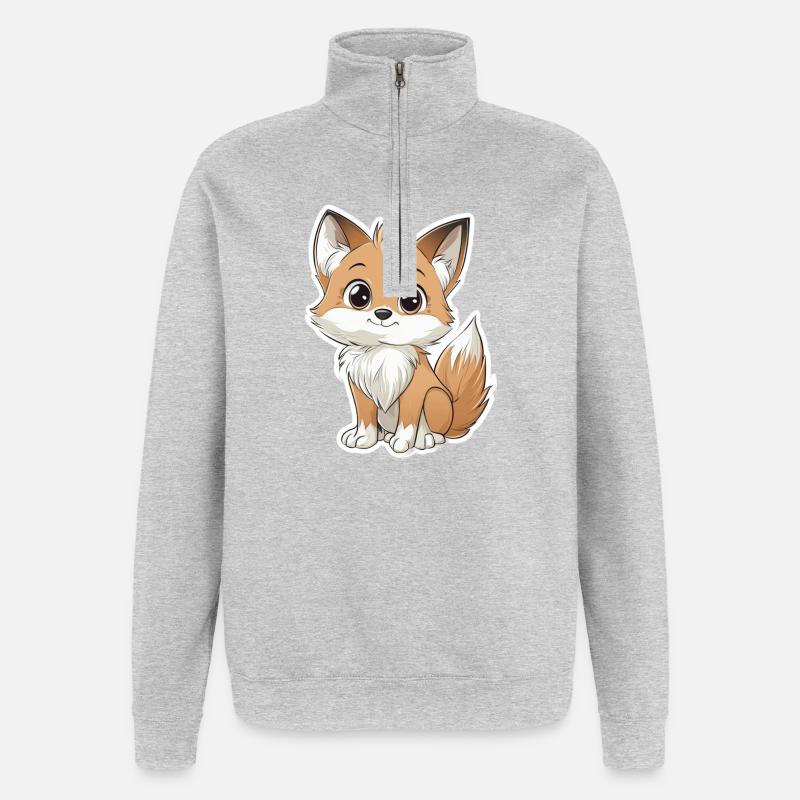 Fox - Quarter-Zip Sweatshirt - heather grey