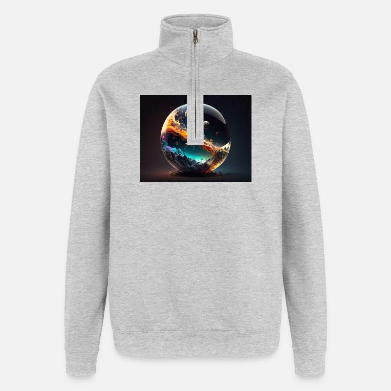 Galactic Universe Globe - Quarter-Zip Sweatshirt - heather grey
