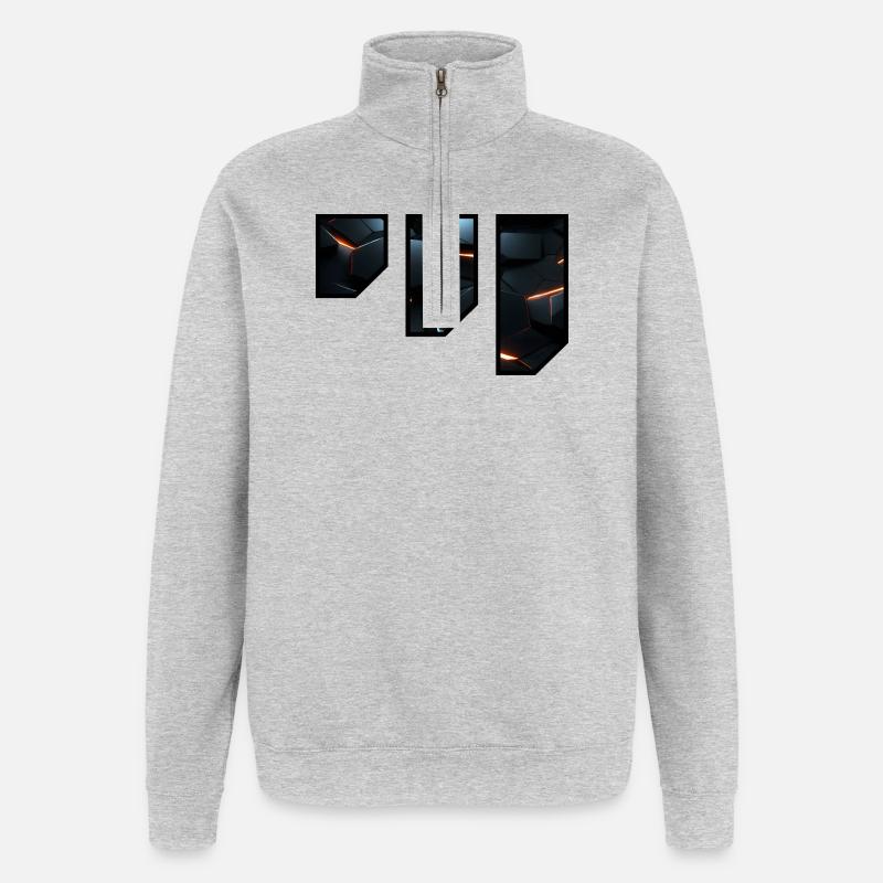 Futuristic Geometric Light Pattern - Quarter-Zip Sweatshirt - heather grey