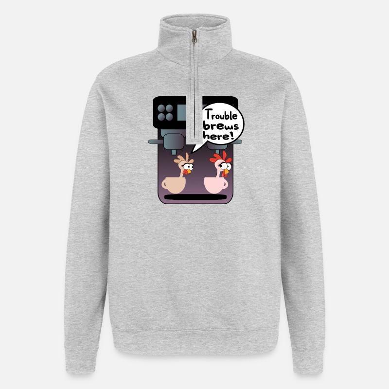 INFUSION DE CAFÉ CHICKEN TROUBLE - Sweat à zip 1/4 - gris chiné