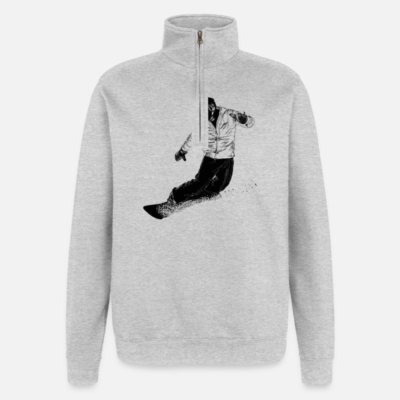 Snowboarder - Quarter-Zip-Sweatshirt - Grau meliert
