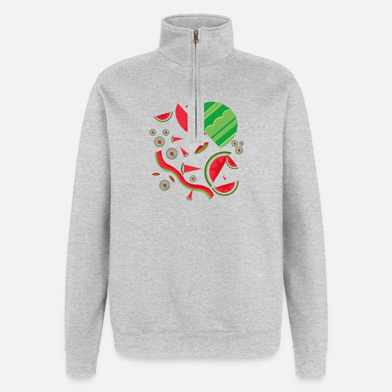 Abstrakte Wassermelonen-Design - Quarter-Zip-Sweatshirt - Grau meliert