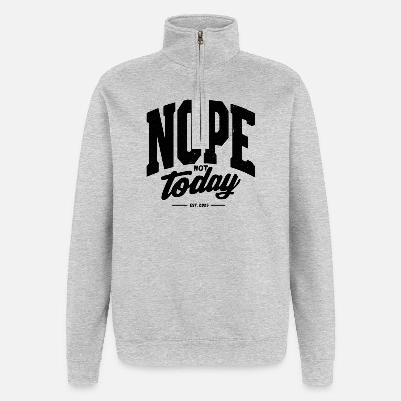 N O P E - Sweat à zip 1/4 - gris chiné