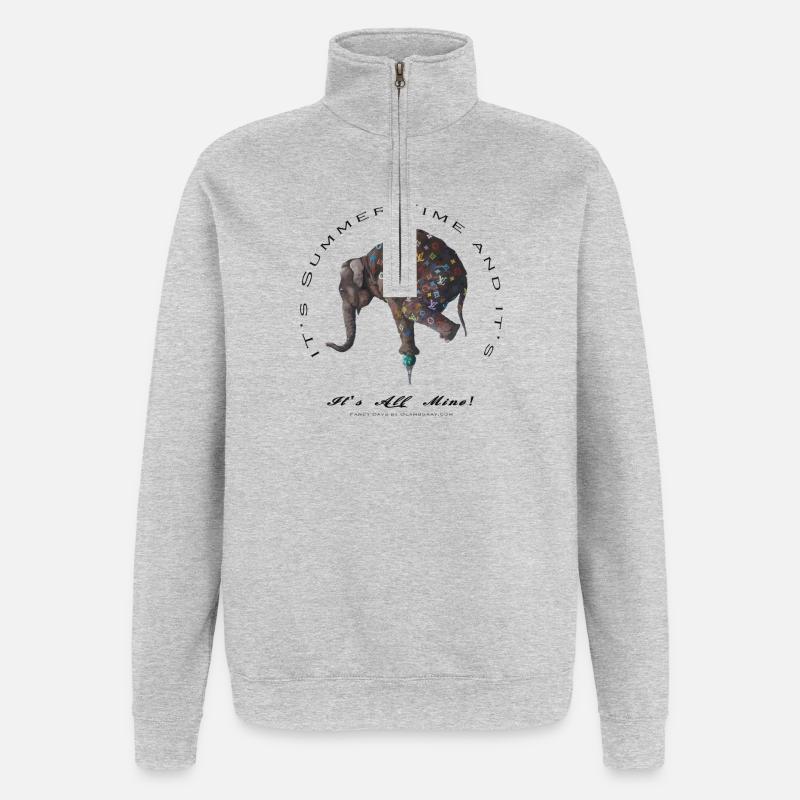 Mode Elefant - Quarter-Zip-Sweatshirt - Grau meliert