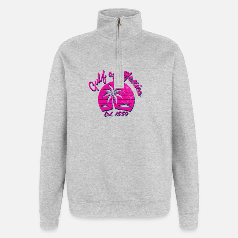 Tropical spring feeling with palm trees - Quarter-Zip Sweatshirt - heather grey