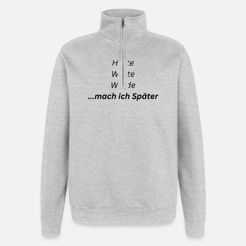 Mach_ich_spaeter - Quarter-Zip-Sweatshirt - Grau meliert