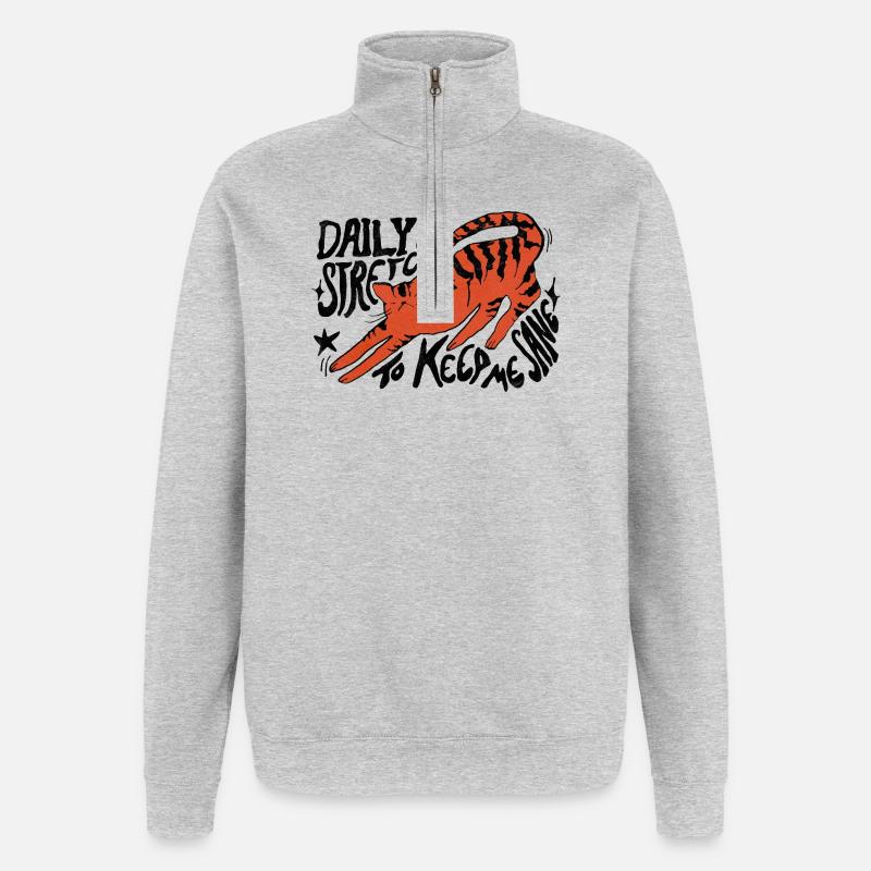 DAILY STRETCH TO KEEP ME SANE - Quarter-Zip Sweatshirt - heather grey