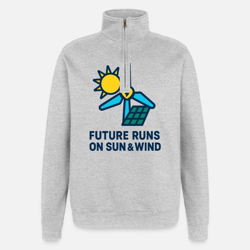Future Runs on Sun & Wind - Quarter-Zip Sweatshirt - heather grey