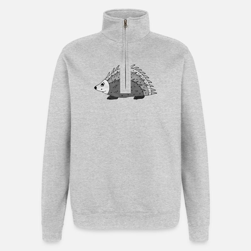 hérisson - Sweat à zip 1/4 - gris chiné