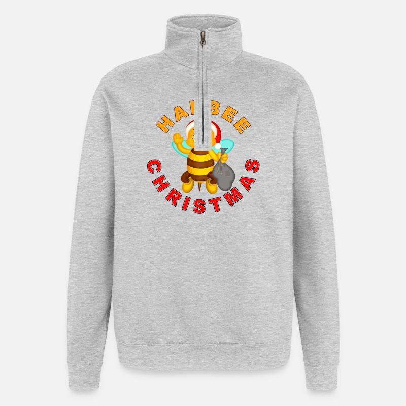 HAPBEE Noël avec texte - Sweat à zip 1/4 - gris chiné
