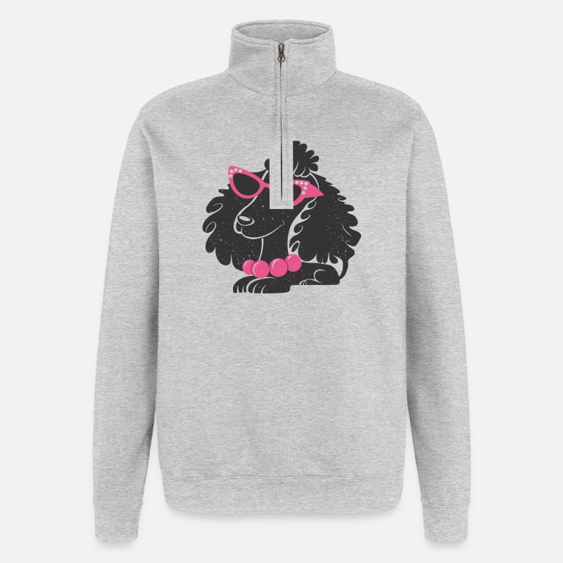 Lustiger Pudel - Quarter-Zip-Sweatshirt - Grau meliert