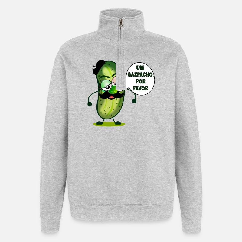 GASPACHO DE CONCOMBRE - Sweat à zip 1/4 - gris chiné