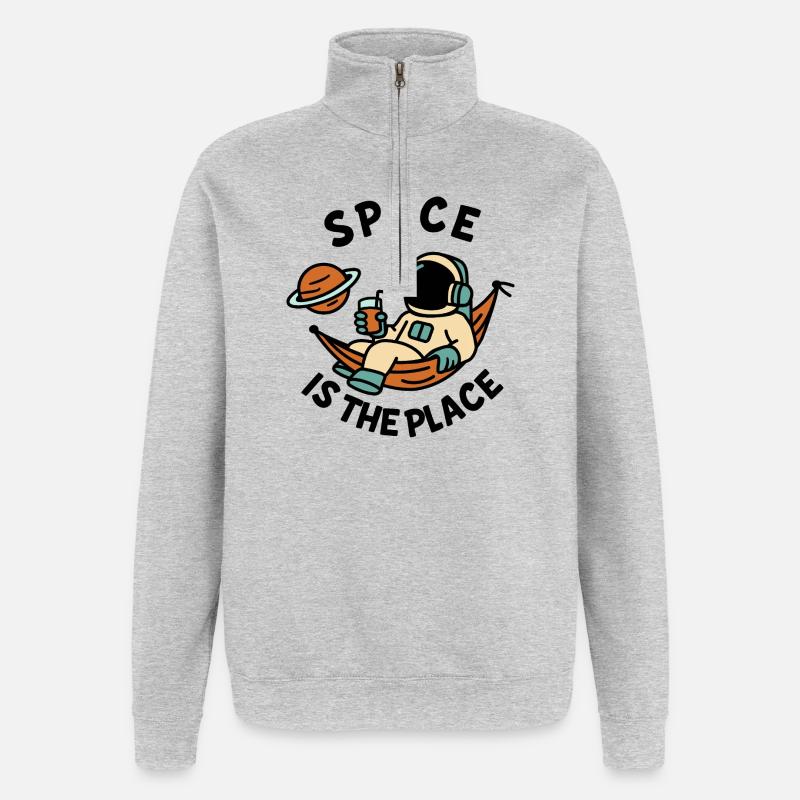 Space Explorer Astronaut Entspannendes Design - Quarter-Zip-Sweatshirt - Grau meliert