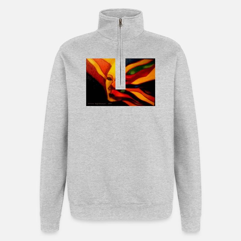 Traum von extravaganten Farben - Quarter-Zip-Sweatshirt - Grau meliert