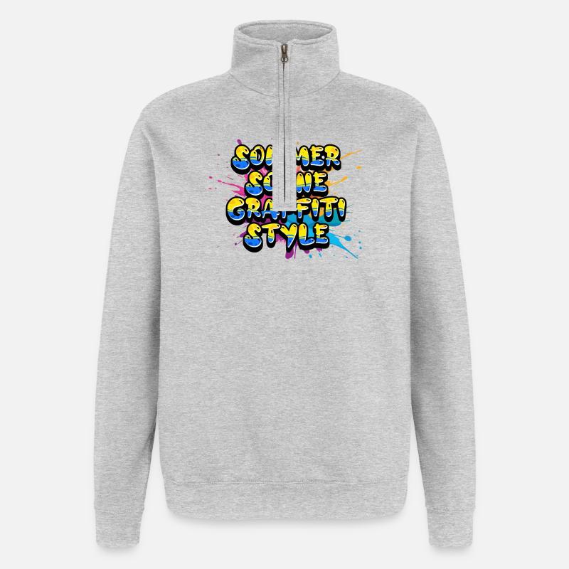 Sommer Sonne Graffiti Style Schriftzug - Quarter-Zip-Sweatshirt - Grau meliert