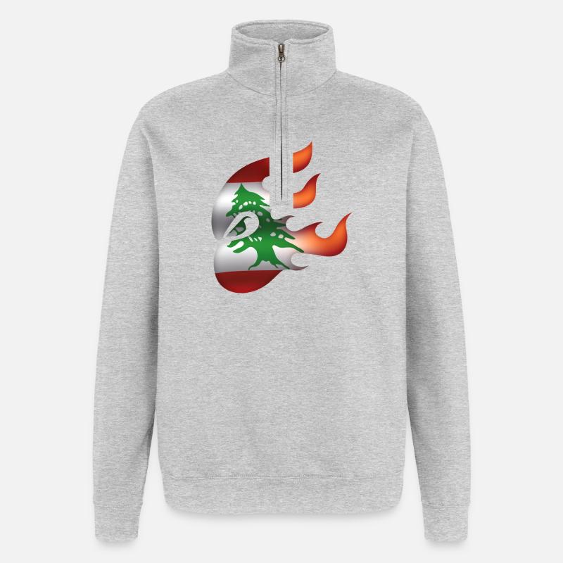 Drapeau du Liban - Liban - Ninja - Sweat à zip 1/4 - gris chiné