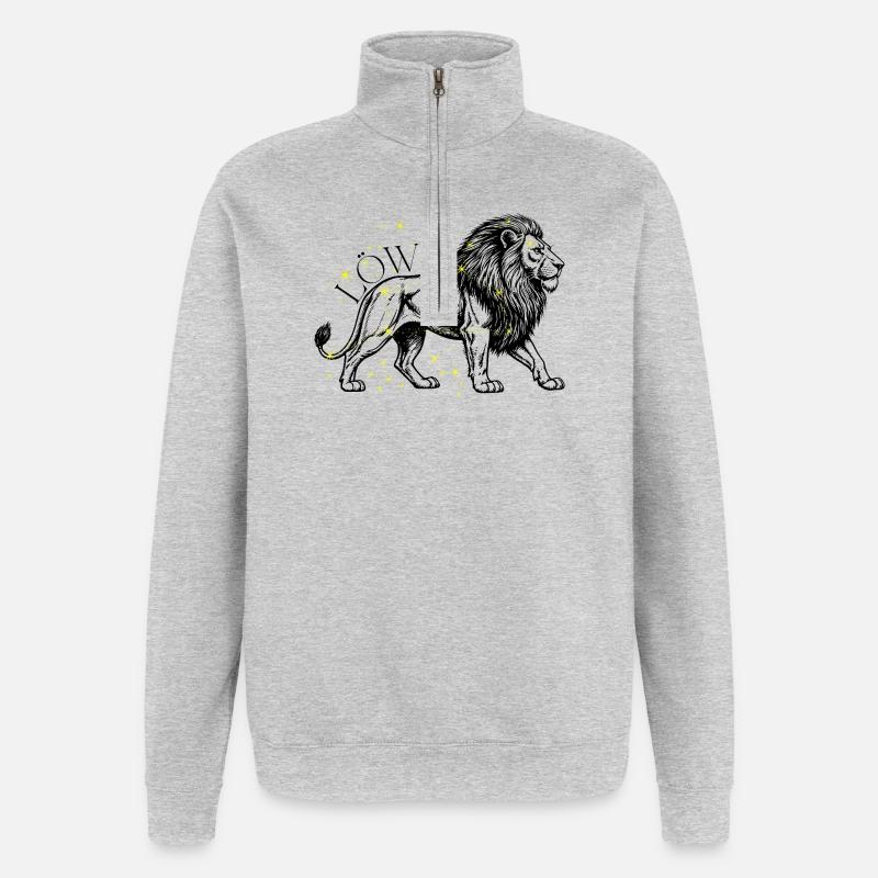 Löwe Sternbild – Goldenes Sternzeichen Leo - Quarter-Zip-Sweatshirt - Grau meliert