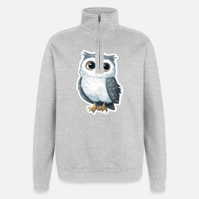 Eule - Quarter-Zip-Sweatshirt - Grau meliert