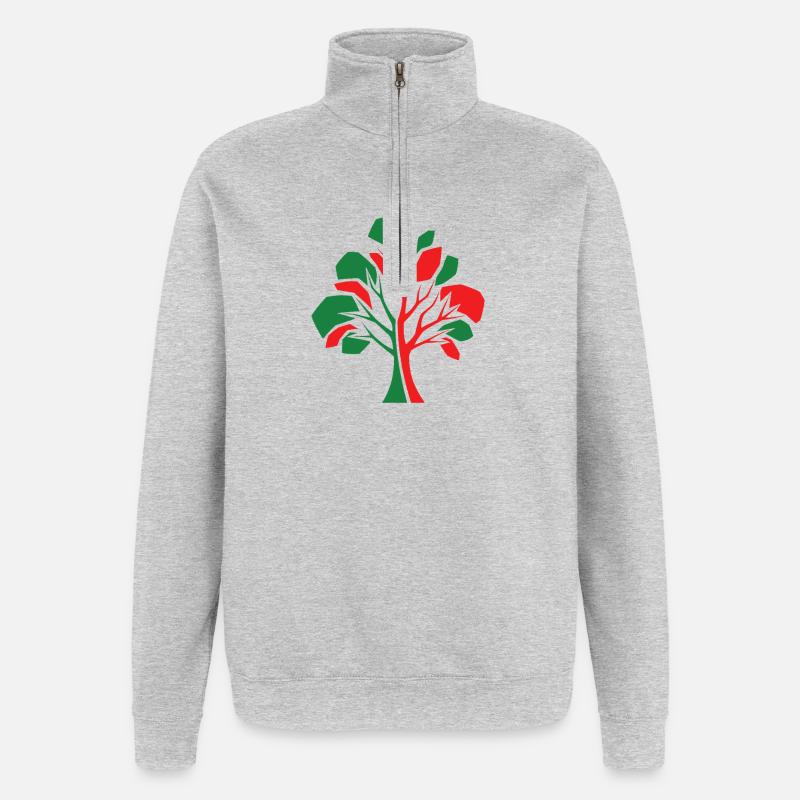 Abstract Tree – Autumn Connection - Quarter-Zip Sweatshirt - heather grey