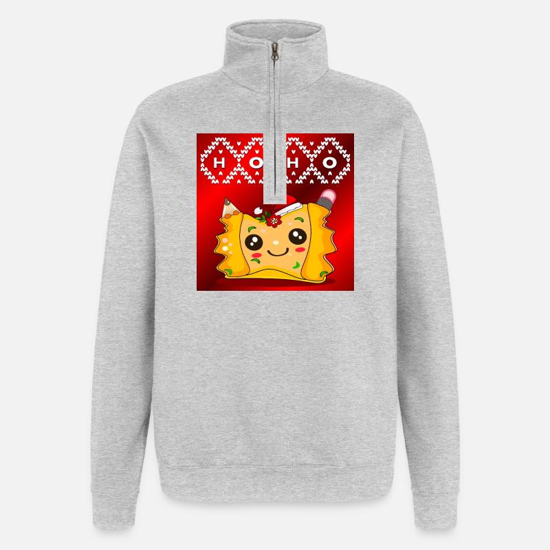 RAVIOLIS D’ENSEIGNANT D’ÉCOLE DE NOËL - Sweat à zip 1/4 - gris chiné