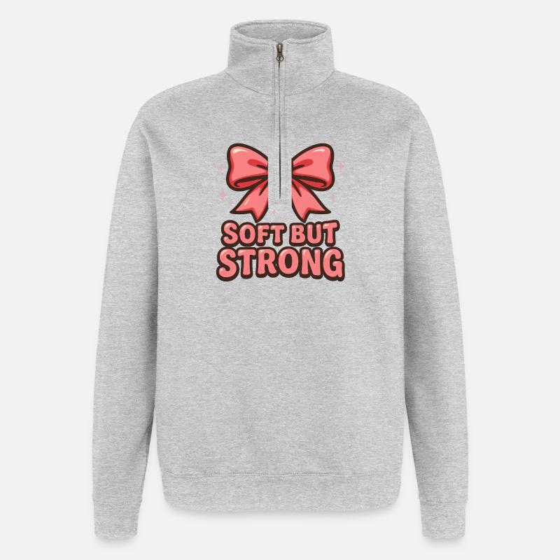 Soft but Strong – Schleife - Quarter-Zip-Sweatshirt - Grau meliert