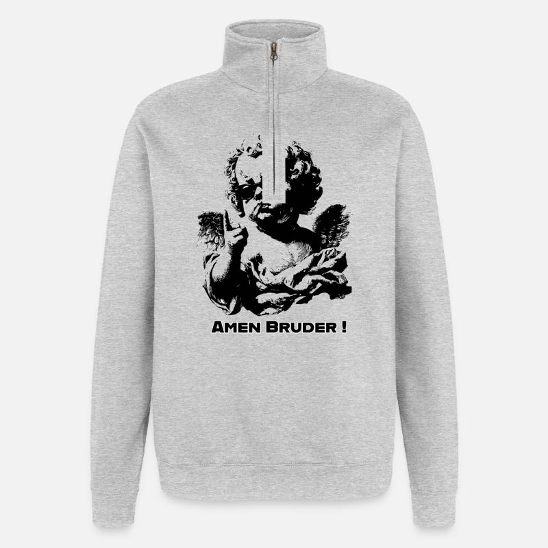 Bengel - Engel - Quarter-Zip-Sweatshirt - Grau meliert