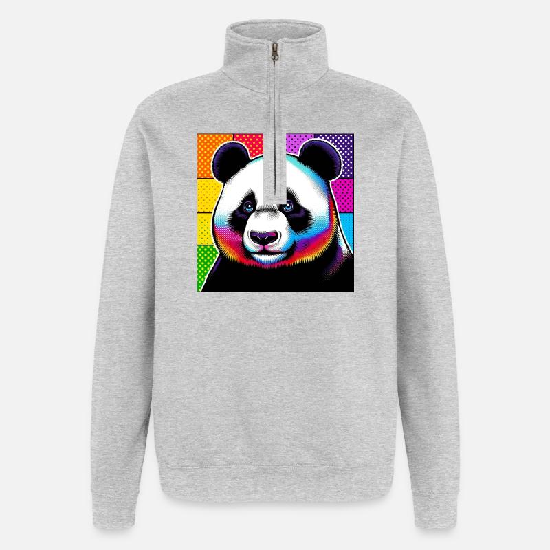 panda - Sweat à zip 1/4 - gris chiné