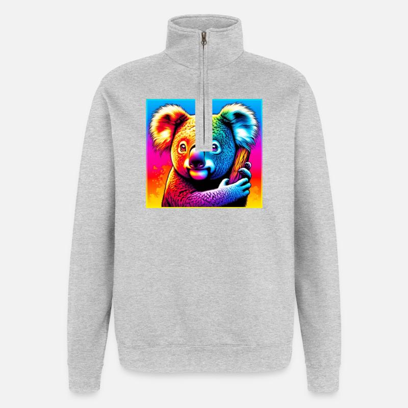 Koala - Sweat à zip 1/4 - gris chiné