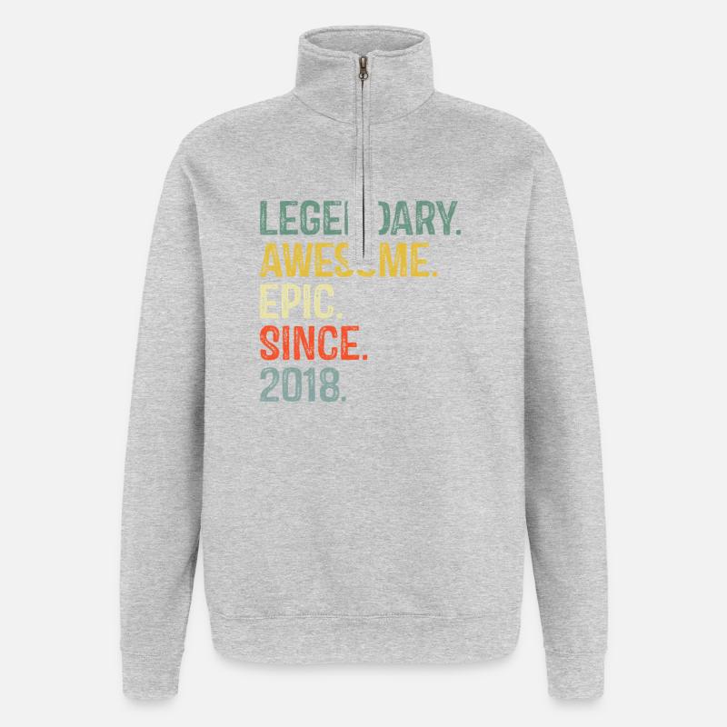Conception de texte arc-en-ciel rétro audacieux - Sweat à zip 1/4 - gris chiné