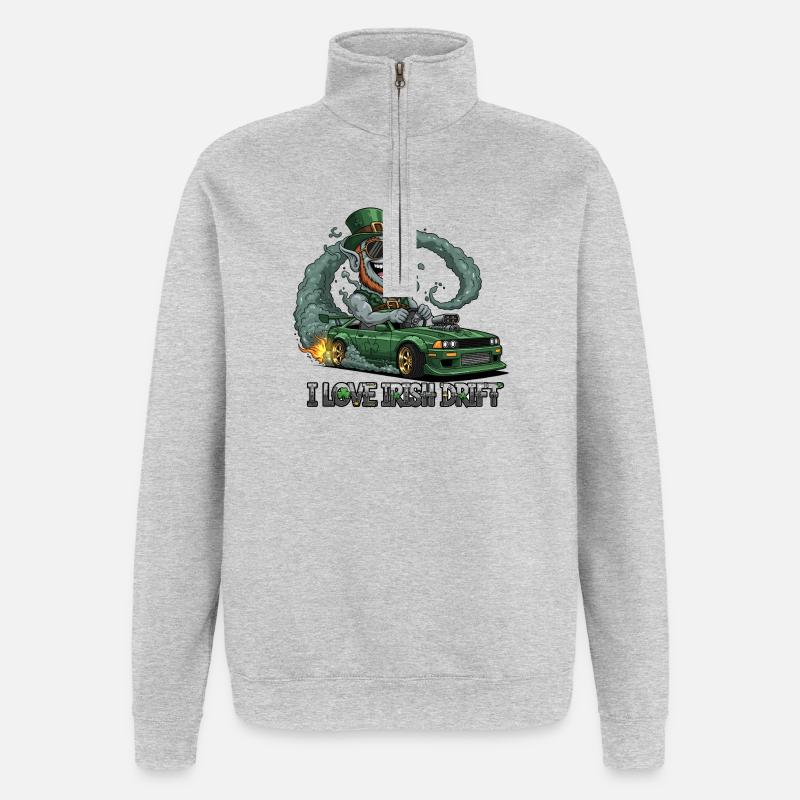 St. Patrick's Day Stunt Drifting Design - Quarter-Zip Sweatshirt - heather grey