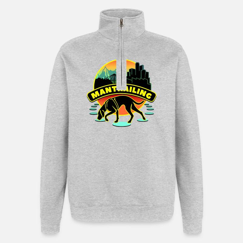 Mantrailing Retro - Quarter-Zip Sweatshirt - heather grey