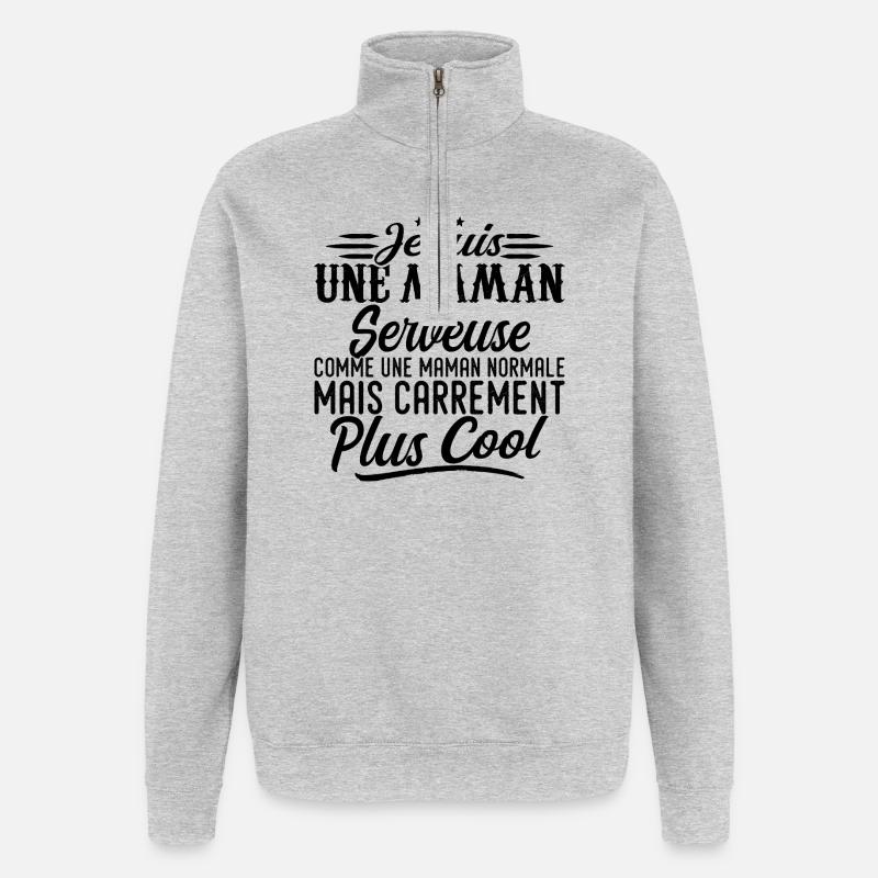 Kellnerin-Mutter: Normal, aber krasser - Quarter-Zip-Sweatshirt - Grau meliert