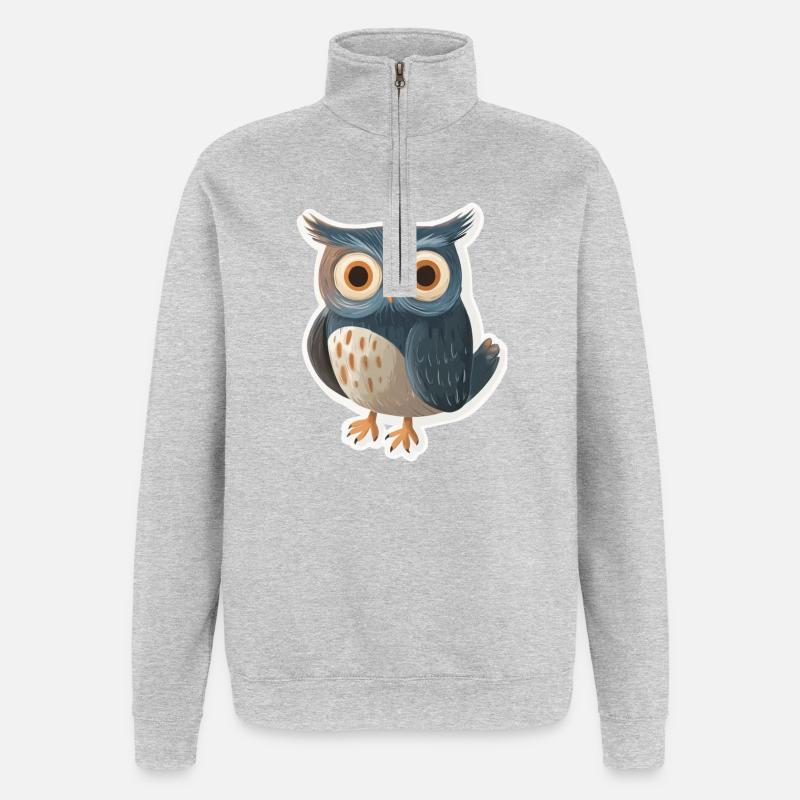 Eule - Quarter-Zip-Sweatshirt - Grau meliert