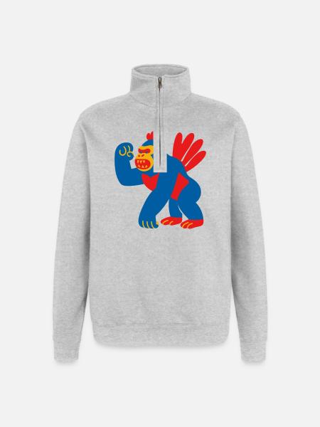 Popart Fantasy Gorilla - Quarter-Zip Sweatshirt - heather grey
