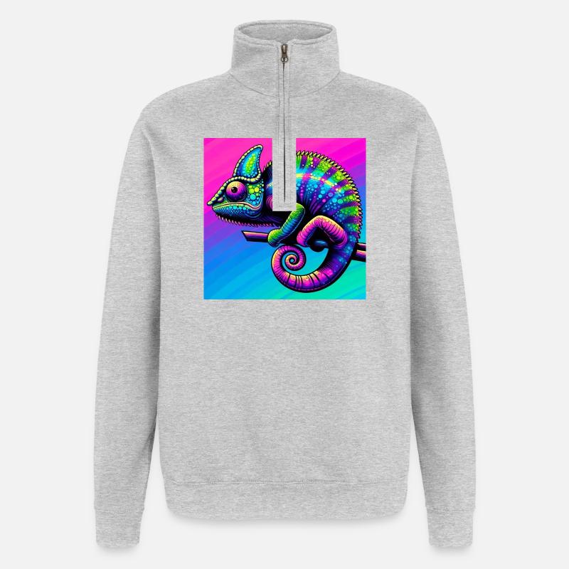 caméléon - Sweat à zip 1/4 - gris chiné